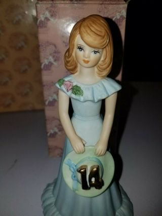 Enesco Birthday Growing Up Girls 14 Year Old Figurine 1982 Blonde