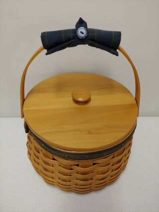 Longaberger Basket 2001 Collectors Club Sewing Circle Combo W/handle Gripper/lid