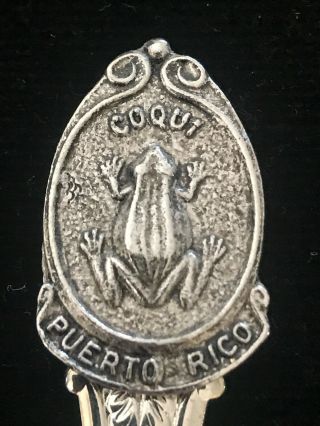 Coqui Frog Puerto Rico Souvenir Collector Spoon Silver Metal