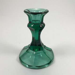 Vtg Emerald / Juniper Green Glass Taper Candle Stick Holder