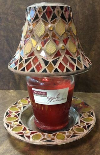 Yankee Candle Glass Mosaic Jar Shade Medium / Large With Plate