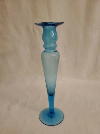 Vintage Mid Century Modern Blue Teal Vase 8 " Tall