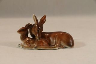 Vintage Goebel Miniature Small Doe & Fawn Deer Figurine Germany 1923 - 1949