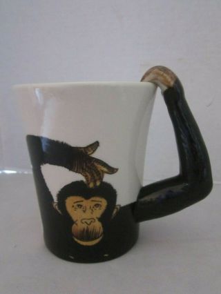 Monkey Chimpanzee 3d Arm Mug Cup Pier One 1 Imports Large Hand Painted