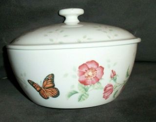 Lenox China Butterfly Meadow Covered Bowl 1 Quart With Butterflies