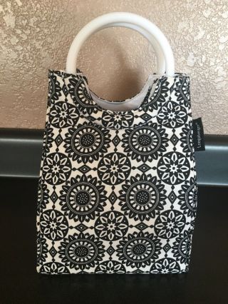 Longaberger Sisters Stay Cool Insulated Small Lunch Bag Black White Medallion
