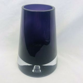 Purple Hand Crafted Mouth Blown Glass Vase Contemporary Modern