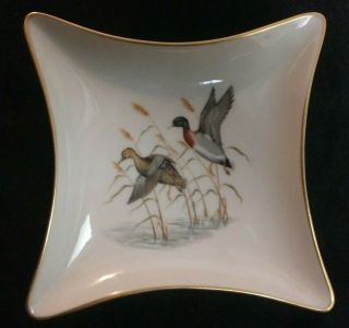 Lenox Trinket Dish / Tray Flying Mallard Ducks 6 " X 5 " Made Usa