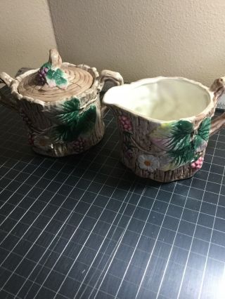 Fitz & Floyd Tally Ho Creamer And Sugar (1990 Retired) Stump Woods Forest