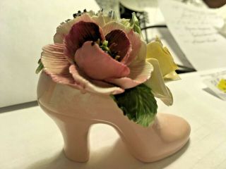 Vintage Radnor England Hand Made Bone China Floral Bouquet In Pink Heels
