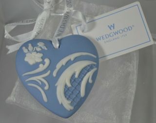 Wedgwood Blue Jasper Heart Floral Wedding Ornament Gift,
