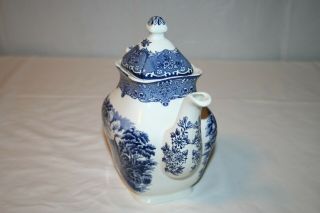 Blue & White English Country Inns Teapot WH Grindley Staffordshire England 2