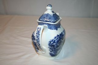 Blue & White English Country Inns Teapot WH Grindley Staffordshire England 4