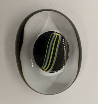 Kosta Boda Vallien Abstract Oval Atelje Glass Paperweight Black Yellow