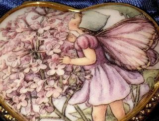 English Enamel Trinket Box 301 Flower Fairies Lilac Fairy Royal Worcester 1999