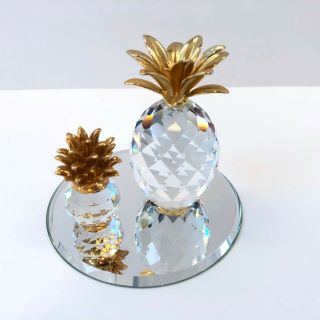 Swarovski Pineapple Figurine 2.  5 Inches Tall & Iris Arc 1.  5 " With Mirror Base