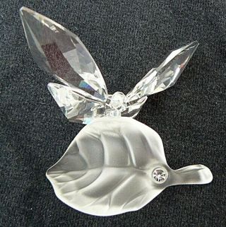 Swarovski Crystal Butterfly On Leaf Figurine 182920 Retired