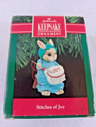 Stitches Of Joy - Bunny Sewing - Hallmark Keepsake Ornament - 1990 Ships