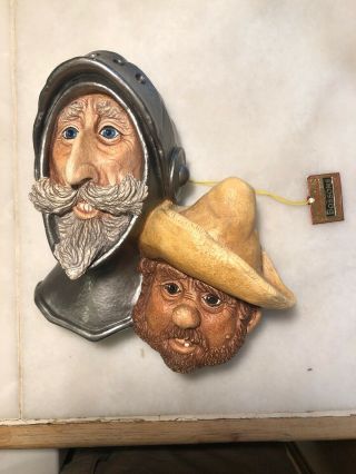 Bossons Chalkware Head Don Quixote And Sancho Numbered With Tag