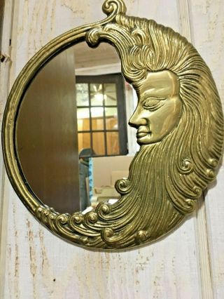 Man In The Moon Brass Mirror Wall Hanging