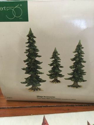 Dickens Village Dept 56 Pine Trees W/pine Cones Set Of 3