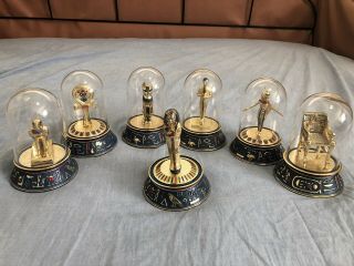 Franklin Egyptian Glass Dome Figurines Set Of 6 Hand Painted