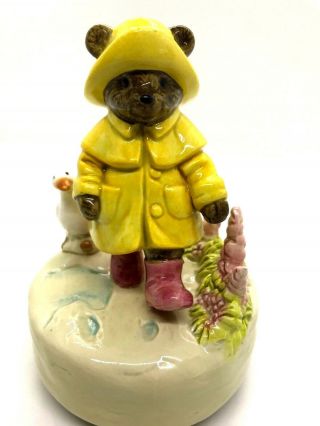 Otagiri Japan Bear “singing In The Rain” Music Box Figurine Hand Painted