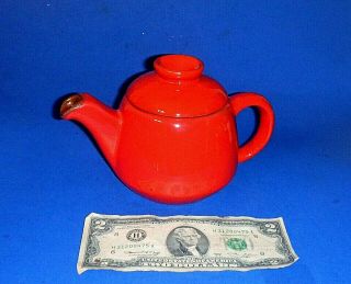 Vintage Frankoma Pottery Small Teapot 6j Flame Orange/red