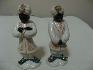 Black Americana Turban Hindu Ceramic Art Studio Salt Pepper Shaker Blackamoors