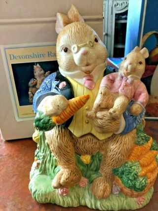 Fitz & Floyd Omnibus Devonshire Grandpa Bunny Rabbit Large Cookie Jar 1993