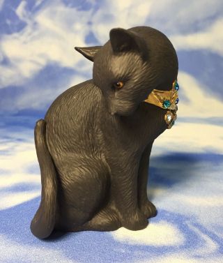 Lenox " Moonlight Allure " Black Porcelain Kitty Cat Figurine Jewels 6410919 Rguc