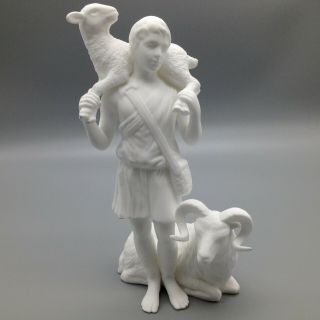 Lenox Nativity Shepherd W Lamb Sheep White Bisque Porcelain Figurine Statue 7 "