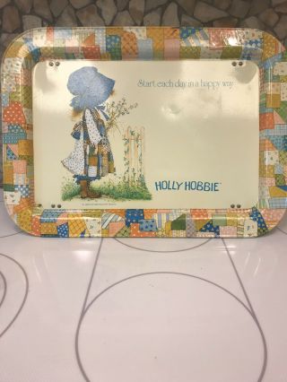 1972 Vintage Holly Hobbie Doll Metal Folding Tv Tray Start Each Day In Happy Way