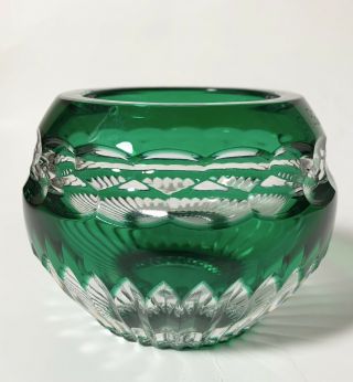 Faberge Emerald Green Cut To Clear Crystal " Nadya " Votive Holder W/ Box