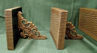 Vintage 1978 Homco Faux Wicker Rattan Wall Hanging Shelves Plastic Set of 3 2