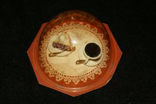 Arcadia Miniature Cup Of Coffee And Pie Slice Mini Salt And Pepper Set In Dome