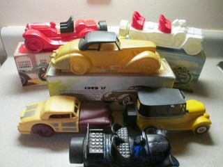 Avon Collectible Car Bottles Full After Shave Thomas Flyer,  Cord 37,  Steamer Etc