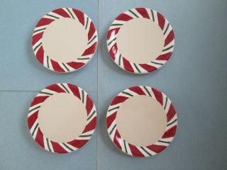 Longaberger Peppermint Twist Candy Cane Style Plates,  4 Plates,  4 Inch Dia.  Low $$