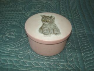 Gray CAT KITTEN KITTY Light Pink PORCELAIN TRINKET BOX 4 