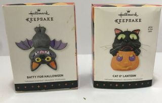 2013 Hallmark Keepsake Halloween Ornaments Cat O’lantern & Batty For Halloween 2