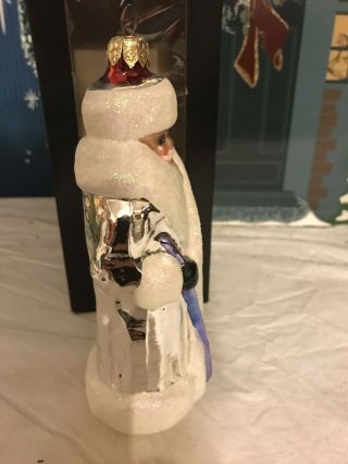 Christopher Radko Santa in Winter White Blown Glass Christmas Ornament 4