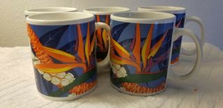 Hilo Hattie Coffee Mugs Set Of 5 Island Heritage Cups 1999 Exc