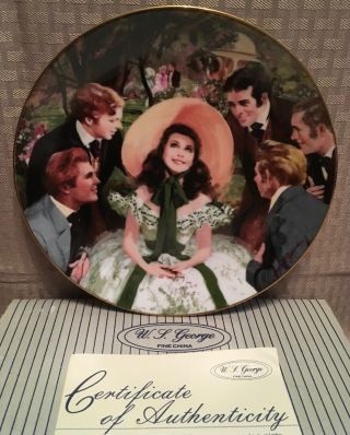 Gone With The Wind Collector Plate Scarlett And Her Suitors - 1988 Ltd Ed W/