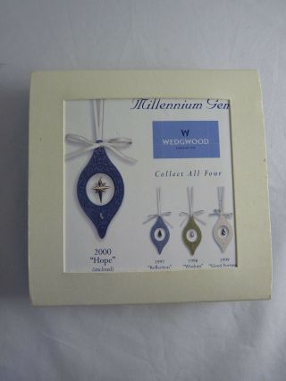 Wedgewood Millenium Gems 2000 " Hope " Christmas Ornament Blue Jasper Silver Star