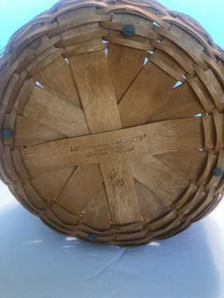 Longaberger Darning Handwoven Basket Circular with leather handles Circa 1993 4