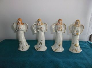 White And Gold Angel Statue Set Of 4