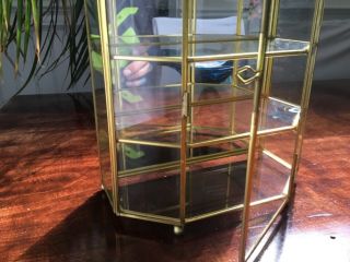 Brass & Glass miniatures curio case,  stand or hang glass mirror display cabinet 4