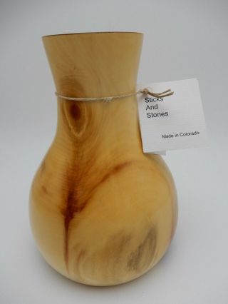 Hand Crafted Aspenwood Vase By Gary Duncan Sticks And Stones Colorado 6 3/4 Inch