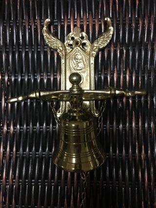 Krisna Hanging Brass Bell With Pull Chain