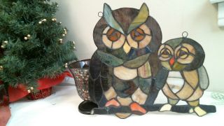 stained glass 2 OWLS suncatcher or ornament - window art - home decor 4